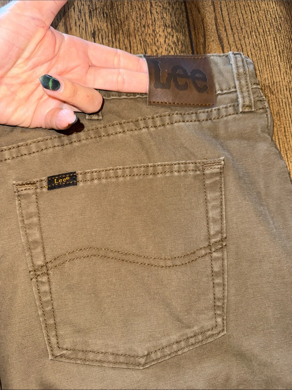 Lee Men's Flannel Lined Tan Relaxed Jeans with Plaid Cuff
